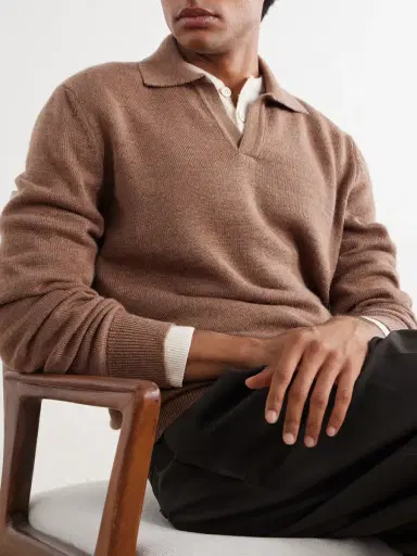 De Bonne Facture Merino Wool Polo Sweater - Men | Thumbnail 5 De Bonne Facture Merino Wool Polo Sweater - Men | Thumbnail 5