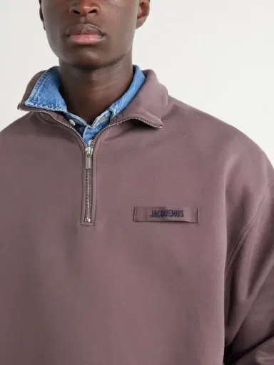 Jacquemus Logo-Appliquéd Cotton-Jersey Half-Zip Sweatshirt - Men | Thumbnail 5 Jacquemus Logo-Appliquéd Cotton-Jersey Half-Zip Sweatshirt - Men | Thumbnail 5