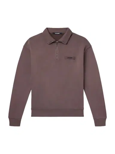 Jacquemus Logo-Appliquéd Cotton-Jersey Half-Zip Sweatshirt - Men | Thumbnail 1 Jacquemus Logo-Appliquéd Cotton-Jersey Half-Zip Sweatshirt - Men | Thumbnail 1
