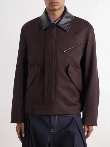 SAGE NATION Painter Leather-Trimmed Wool-Twill Blouson Jacket - Men | Thumbnail 3 SAGE NATION Painter Leather-Trimmed Wool-Twill Blouson Jacket - Men | Thumbnail 3