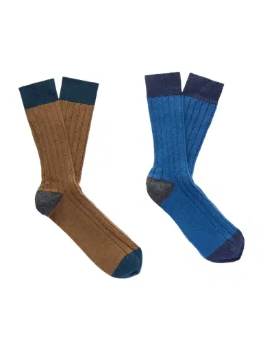 Johnstons of Elgin Set of Two Ribbed-Knit Cashmere-Blend Socks - Men | Thumbnail 1 Johnstons of Elgin Set of Two Ribbed-Knit Cashmere-Blend Socks - Men | Thumbnail 1