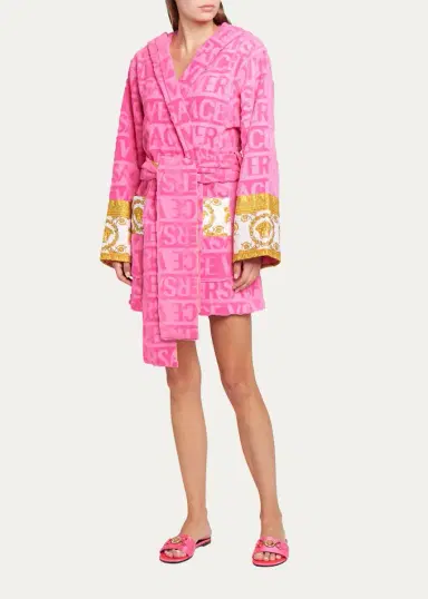Versace I Heart Baroque Hooded Short Bathrobe | Thumbnail 2 Versace I Heart Baroque Hooded Short Bathrobe | Thumbnail 2