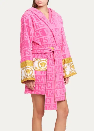 Versace I Heart Baroque Hooded Short Bathrobe | Thumbnail 3 Versace I Heart Baroque Hooded Short Bathrobe | Thumbnail 3