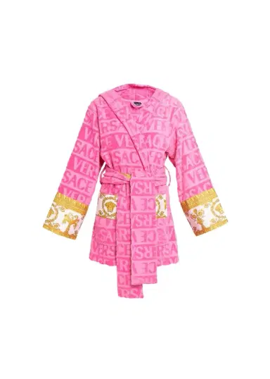 Versace I Heart Baroque Hooded Short Bathrobe | Thumbnail 1 Versace I Heart Baroque Hooded Short Bathrobe | Thumbnail 1