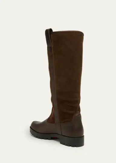 Christian Louboutin Men's Slouch Leather Lug-Sole Tall Boots | Thumbnail 2 Christian Louboutin Men's Slouch Leather Lug-Sole Tall Boots | Thumbnail 2