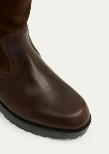 Christian Louboutin Men's Slouch Leather Lug-Sole Tall Boots | Thumbnail 3 Christian Louboutin Men's Slouch Leather Lug-Sole Tall Boots | Thumbnail 3