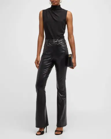 Veronica Beard Beverly High-Rise Skinny Flare Faux Leather Jeans | Thumbnail 2 Veronica Beard Beverly High-Rise Skinny Flare Faux Leather Jeans | Thumbnail 2