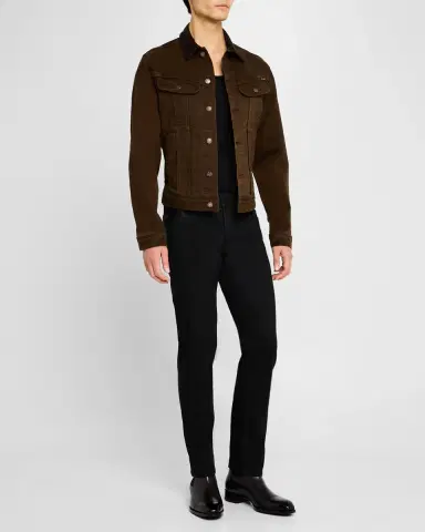 Tom Ford Men's Corduroy-Collar Denim Jacket | Thumbnail 2 Tom Ford Men's Corduroy-Collar Denim Jacket | Thumbnail 2