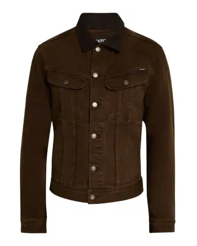 Tom Ford Men's Corduroy-Collar Denim Jacket | Thumbnail 1 Tom Ford Men's Corduroy-Collar Denim Jacket | Thumbnail 1