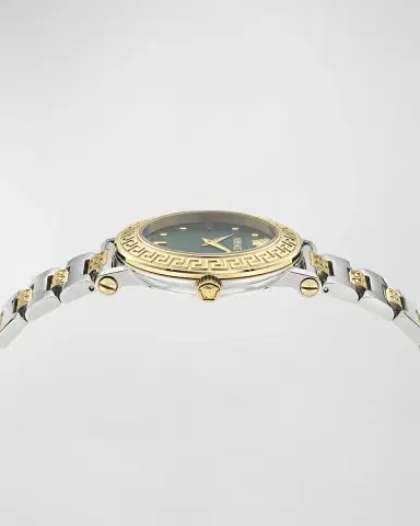 Versace 35mm Greca Sphere Watch with Bracelet Strap, Two Tone/Green | Thumbnail 3 Versace 35mm Greca Sphere Watch with Bracelet Strap, Two Tone/Green | Thumbnail 3