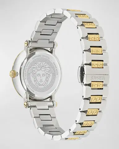 Versace 35mm Greca Sphere Watch with Bracelet Strap, Two Tone/Green | Thumbnail 4 Versace 35mm Greca Sphere Watch with Bracelet Strap, Two Tone/Green | Thumbnail 4