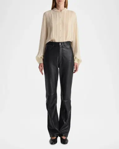 RÓHE High-Waist Leather Straight-Leg Pants | Thumbnail 2 RÓHE High-Waist Leather Straight-Leg Pants | Thumbnail 2