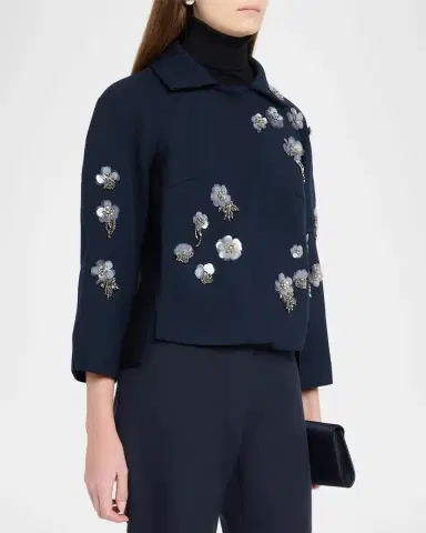 Dice Kayek Embellished Wool Twill Boxy Shirt Jacket | Thumbnail 4 Dice Kayek Embellished Wool Twill Boxy Shirt Jacket | Thumbnail 4