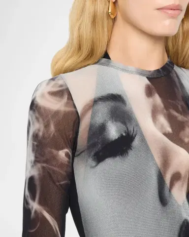 Jean Paul Gaultier The Smoking Woman Print Mesh Long-Sleeve Maxi Dress | Thumbnail 5 Jean Paul Gaultier The Smoking Woman Print Mesh Long-Sleeve Maxi Dress | Thumbnail 5
