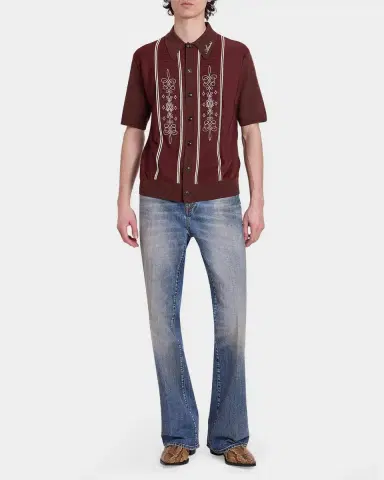 AMIRI Men's Abstract Paneled Wool-Blend Short-Sleeve Shirt | Thumbnail 2 AMIRI Men's Abstract Paneled Wool-Blend Short-Sleeve Shirt | Thumbnail 2