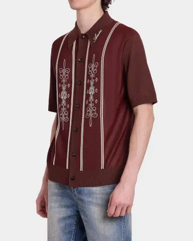 AMIRI Men's Abstract Paneled Wool-Blend Short-Sleeve Shirt | Thumbnail 5 AMIRI Men's Abstract Paneled Wool-Blend Short-Sleeve Shirt | Thumbnail 5