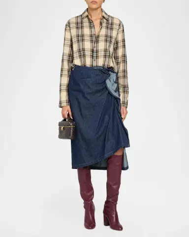 Dries Van Noten Ruffled Denim Midi Skirt | Thumbnail 2 Dries Van Noten Ruffled Denim Midi Skirt | Thumbnail 2