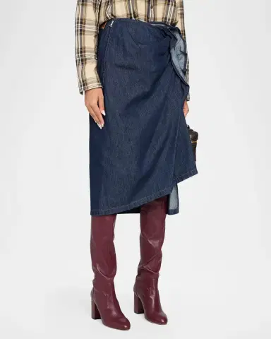 Dries Van Noten Ruffled Denim Midi Skirt | Thumbnail 4 Dries Van Noten Ruffled Denim Midi Skirt | Thumbnail 4