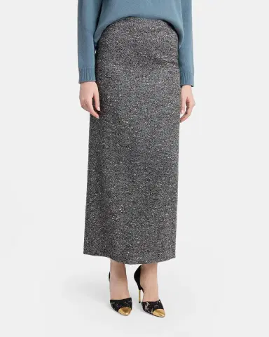Valentino Garavani Herringbone Draped Slit Midi Skirt | Thumbnail 4 Valentino Garavani Herringbone Draped Slit Midi Skirt | Thumbnail 4