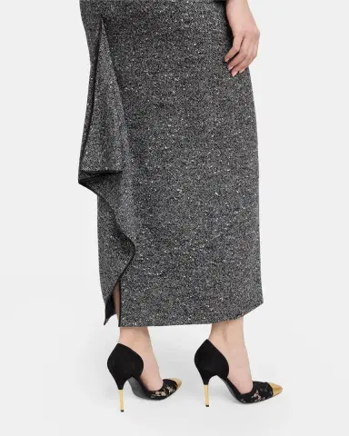 Valentino Garavani Herringbone Draped Slit Midi Skirt | Thumbnail 5 Valentino Garavani Herringbone Draped Slit Midi Skirt | Thumbnail 5