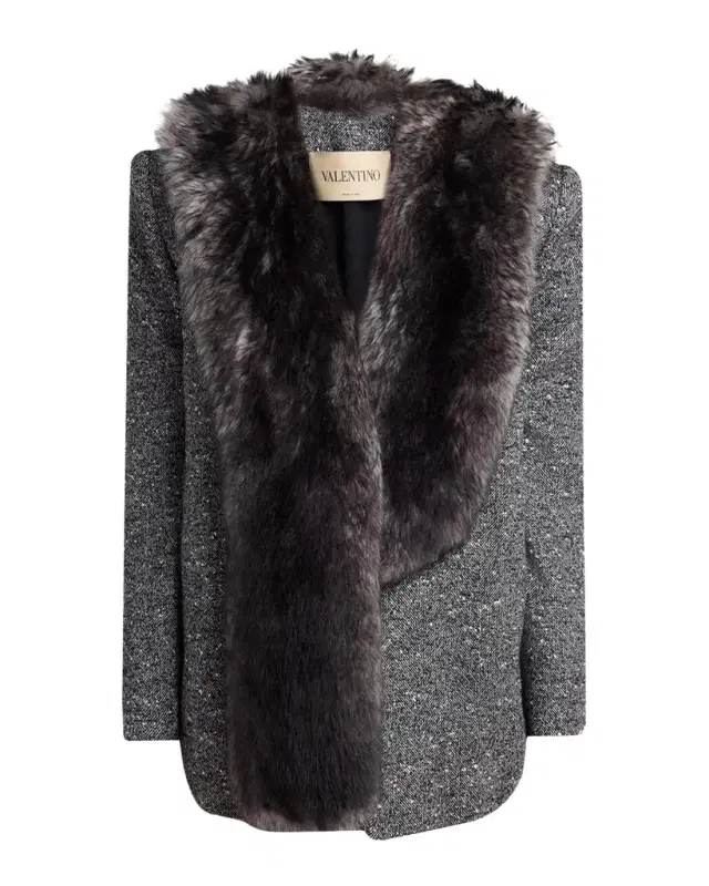 Lamb Shearling Wool Herringbone Coat Lamb Shearling Wool Herringbone Coat