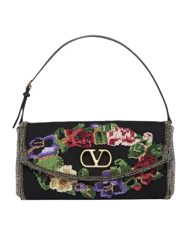 Valentino Garavani Floral Beaded Shoulder Bag | Thumbnail 1 Valentino Garavani Floral Beaded Shoulder Bag | Thumbnail 1