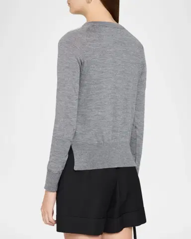 Simone Rocha Embellished Classic Merino Wool-Silk Crewneck Cardigan | Thumbnail 3 Simone Rocha Embellished Classic Merino Wool-Silk Crewneck Cardigan | Thumbnail 3