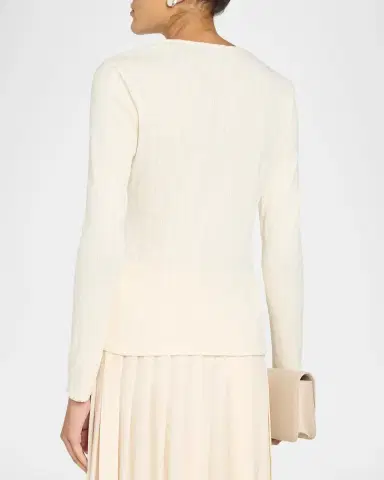 Simone Rocha Crystal Embellished Cotton Pointelle Crewneck Cardigan | Thumbnail 3 Simone Rocha Crystal Embellished Cotton Pointelle Crewneck Cardigan | Thumbnail 3