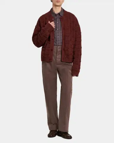 Marni Men's Wool and Cashmere Geometric-Jacquard Cardigan | Thumbnail 2 Marni Men's Wool and Cashmere Geometric-Jacquard Cardigan | Thumbnail 2