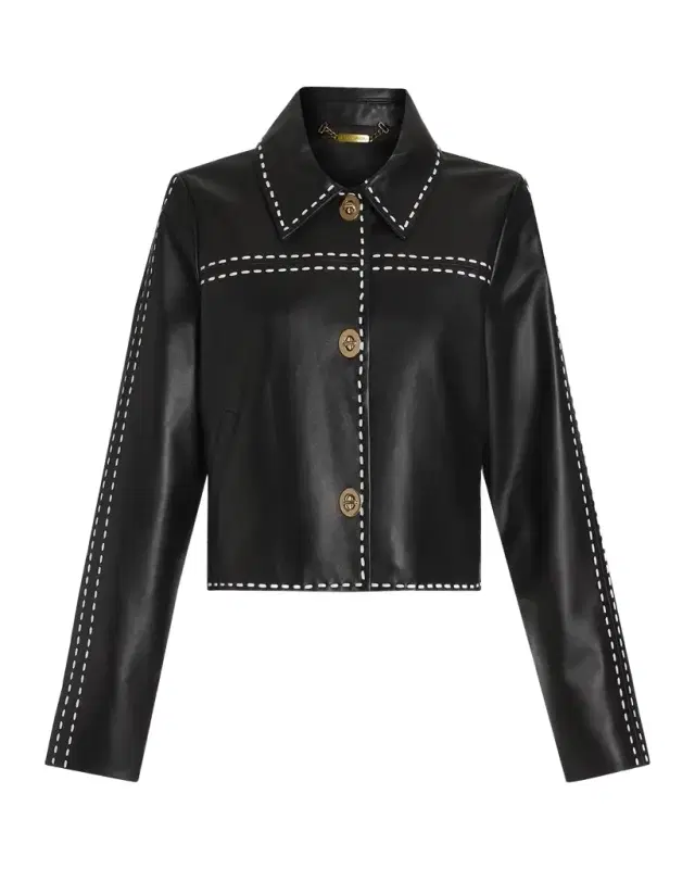 Mira Topstitched Leather Jacket Mira Topstitched Leather Jacket