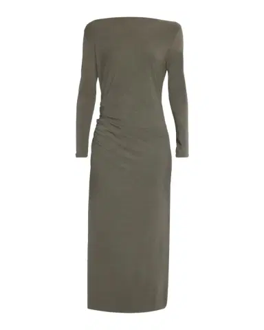 Brunello Cucinelli Long-Sleeve Wool Jersey Midi Dress | Thumbnail 1 Brunello Cucinelli Long-Sleeve Wool Jersey Midi Dress | Thumbnail 1