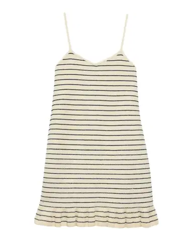 JW Anderson Sleeveless Striped Rib Ruffle Mini Dress | Thumbnail 1 JW Anderson Sleeveless Striped Rib Ruffle Mini Dress | Thumbnail 1