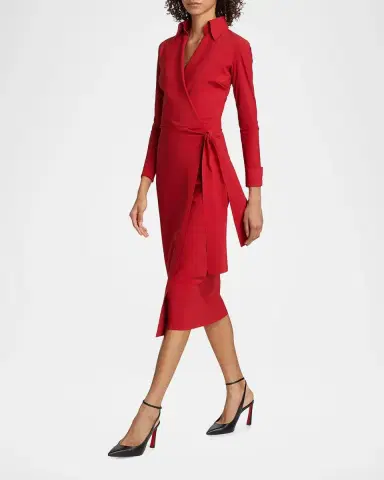 Chiara Boni La Petite Robe Kamala Shirt-Collar Jersey Wrap Dress | Thumbnail 2 Chiara Boni La Petite Robe Kamala Shirt-Collar Jersey Wrap Dress | Thumbnail 2