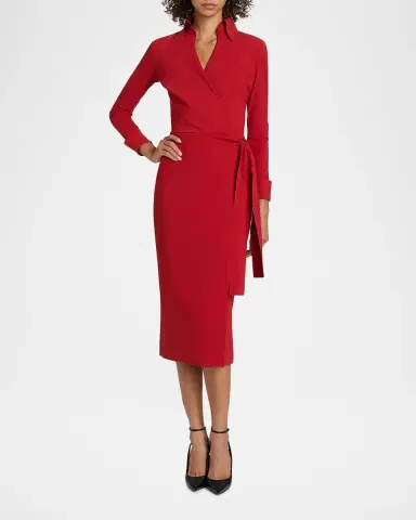 Chiara Boni La Petite Robe Kamala Shirt-Collar Jersey Wrap Dress | Thumbnail 4 Chiara Boni La Petite Robe Kamala Shirt-Collar Jersey Wrap Dress | Thumbnail 4