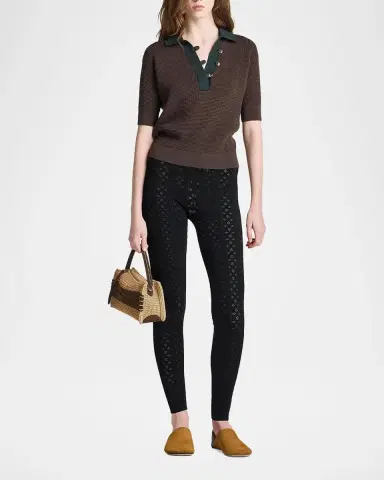JW Anderson Short-Sleeve Textured Knit Polo Sweater | Thumbnail 2 JW Anderson Short-Sleeve Textured Knit Polo Sweater | Thumbnail 2
