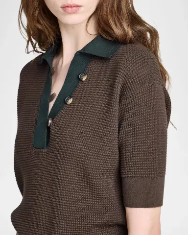 JW Anderson Short-Sleeve Textured Knit Polo Sweater | Thumbnail 4 JW Anderson Short-Sleeve Textured Knit Polo Sweater | Thumbnail 4