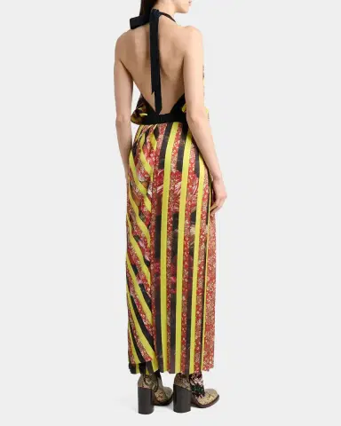 Dries Van Noten Darnot Mixed Print Pleated Halter Maxi Dress | Thumbnail 3 Dries Van Noten Darnot Mixed Print Pleated Halter Maxi Dress | Thumbnail 3