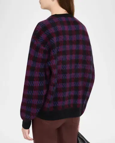 Frame Brushed Houndstooth Wool-Cashmere Cardigan | Thumbnail 3 Frame Brushed Houndstooth Wool-Cashmere Cardigan | Thumbnail 3
