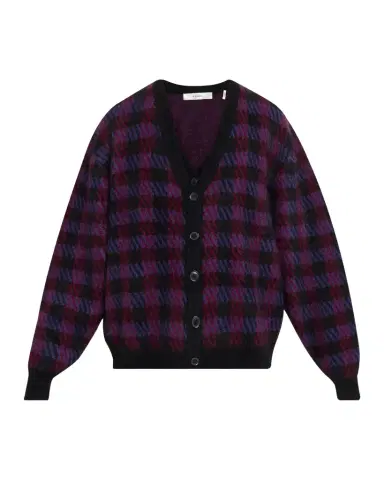 Frame Brushed Houndstooth Wool-Cashmere Cardigan | Thumbnail 1 Frame Brushed Houndstooth Wool-Cashmere Cardigan | Thumbnail 1