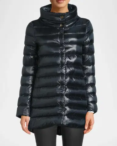 HERNO Amelia Water-Resistant Ultralight Nylon A-Line Puffer Jacket | Thumbnail 4 HERNO Amelia Water-Resistant Ultralight Nylon A-Line Puffer Jacket | Thumbnail 4
