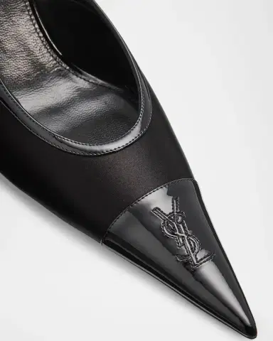 Saint Laurent 75mm Raso Satin and Patent Leather Slingback Pumps | Thumbnail 6 Saint Laurent 75mm Raso Satin and Patent Leather Slingback Pumps | Thumbnail 6