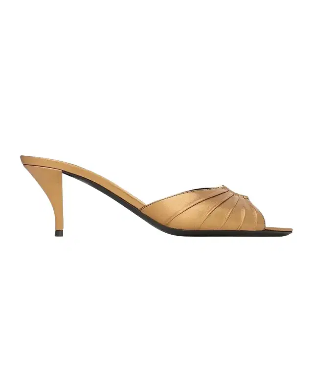 60mm Babylone YSL Ruched Mule Sandals in Metallic Leather 60mm Babylone YSL Ruched Mule Sandals in Metallic Leather