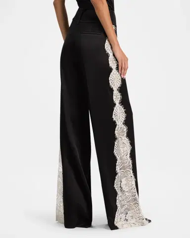 Alice + Olivia Olivia Lace-Trim Satin Wide-Leg Pants | Thumbnail 3 Alice + Olivia Olivia Lace-Trim Satin Wide-Leg Pants | Thumbnail 3