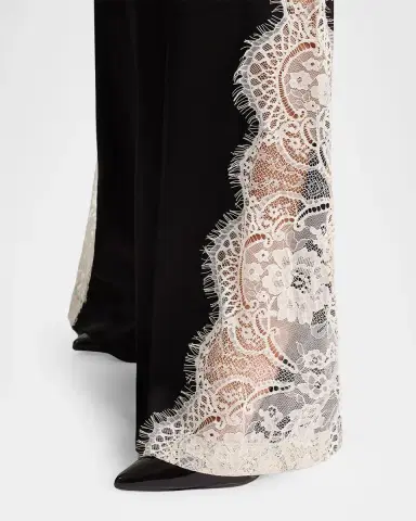 Alice + Olivia Olivia Lace-Trim Satin Wide-Leg Pants | Thumbnail 5 Alice + Olivia Olivia Lace-Trim Satin Wide-Leg Pants | Thumbnail 5