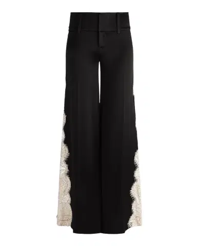 Alice + Olivia Olivia Lace-Trim Satin Wide-Leg Pants | Thumbnail 1 Alice + Olivia Olivia Lace-Trim Satin Wide-Leg Pants | Thumbnail 1