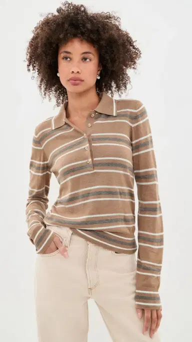Varley Mayra Stripe Knit Polo Top | Thumbnail 2 Varley Mayra Stripe Knit Polo Top | Thumbnail 2