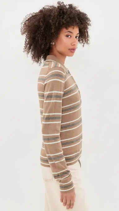 Varley Mayra Stripe Knit Polo Top | Thumbnail 4 Varley Mayra Stripe Knit Polo Top | Thumbnail 4