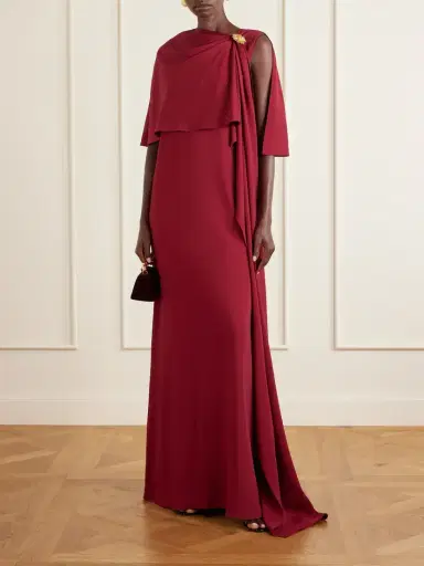 Oscar de la Renta Cape-effect Georgette Gown | Thumbnail 2 Oscar de la Renta Cape-effect Georgette Gown | Thumbnail 2
