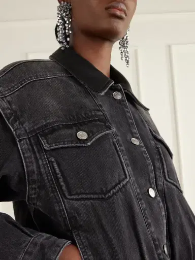 Isabel Marant Devyn Leather-trimmed Denim Jacket | Thumbnail 5 Isabel Marant Devyn Leather-trimmed Denim Jacket | Thumbnail 5