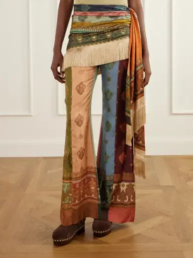 Zimmermann Valiant Printed Fringe-trimmed Silk-satin Wide-leg Wrap Pants | Thumbnail 3 Zimmermann Valiant Printed Fringe-trimmed Silk-satin Wide-leg Wrap Pants | Thumbnail 3